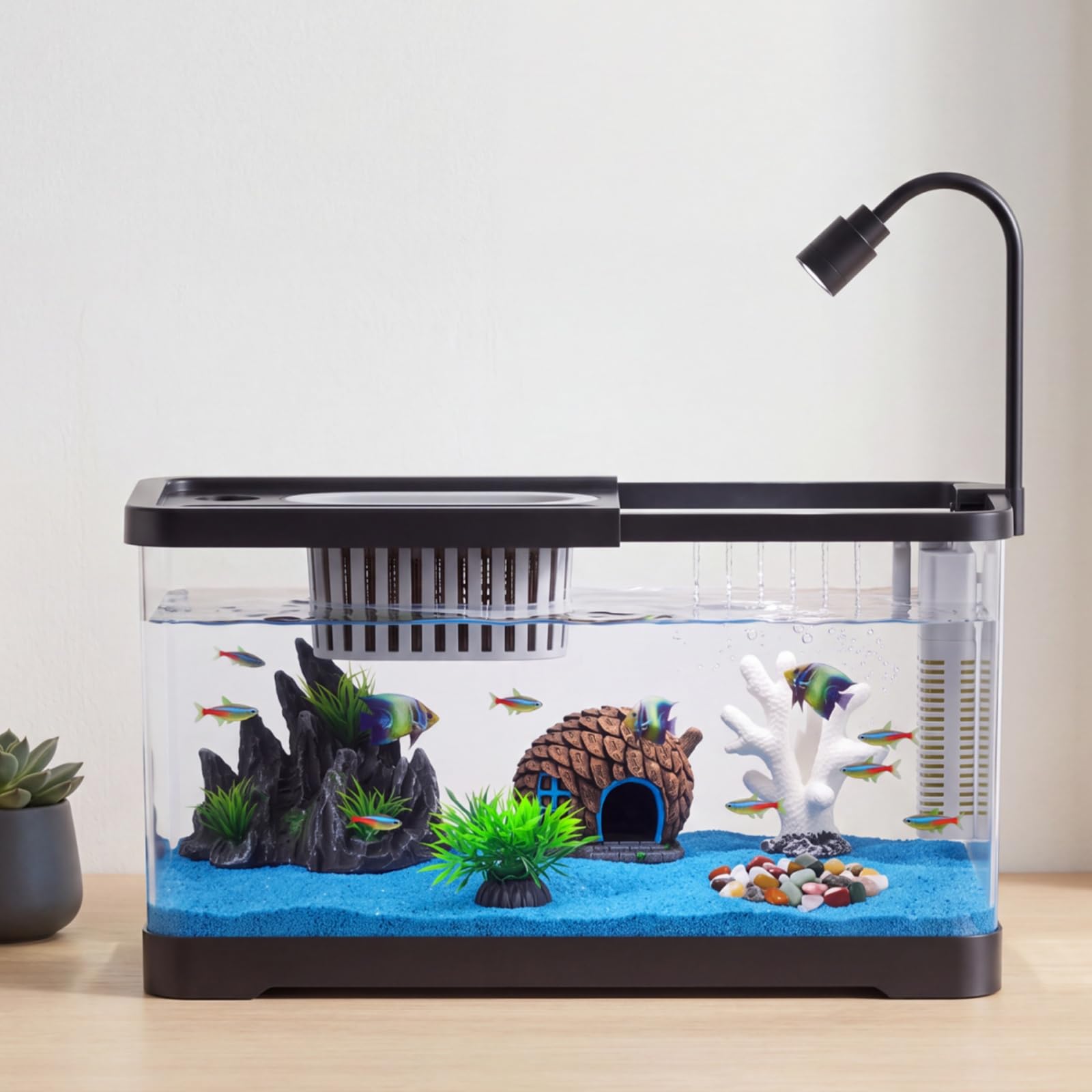 Reef Tank Filter - Aquarium-Starter-Set mit Filter und Beleuchtung, Kunststoff-Aquarium