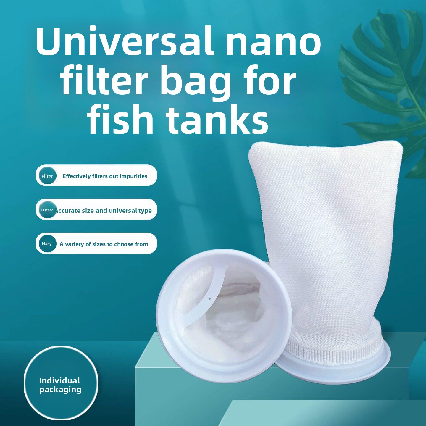 Saltwater Tank - 3er-Pack verschlüsselte, verdickte Nano-Aquarium-Filtersocken, Filterbaumwoll-Netzbeutel für
